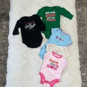 Holiday Time Festive Baby Bodysuits - Green, Black, Blue, Pink, White